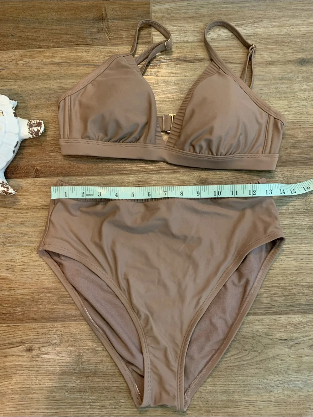 Kona Sol Taupe High-Waist Triangle Bikini Set size -M
